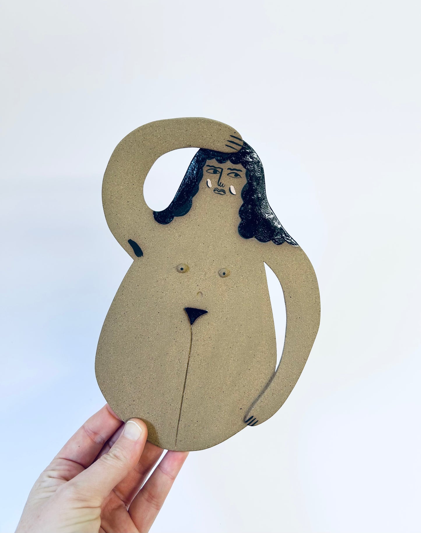 Resting Lady Plate Brown