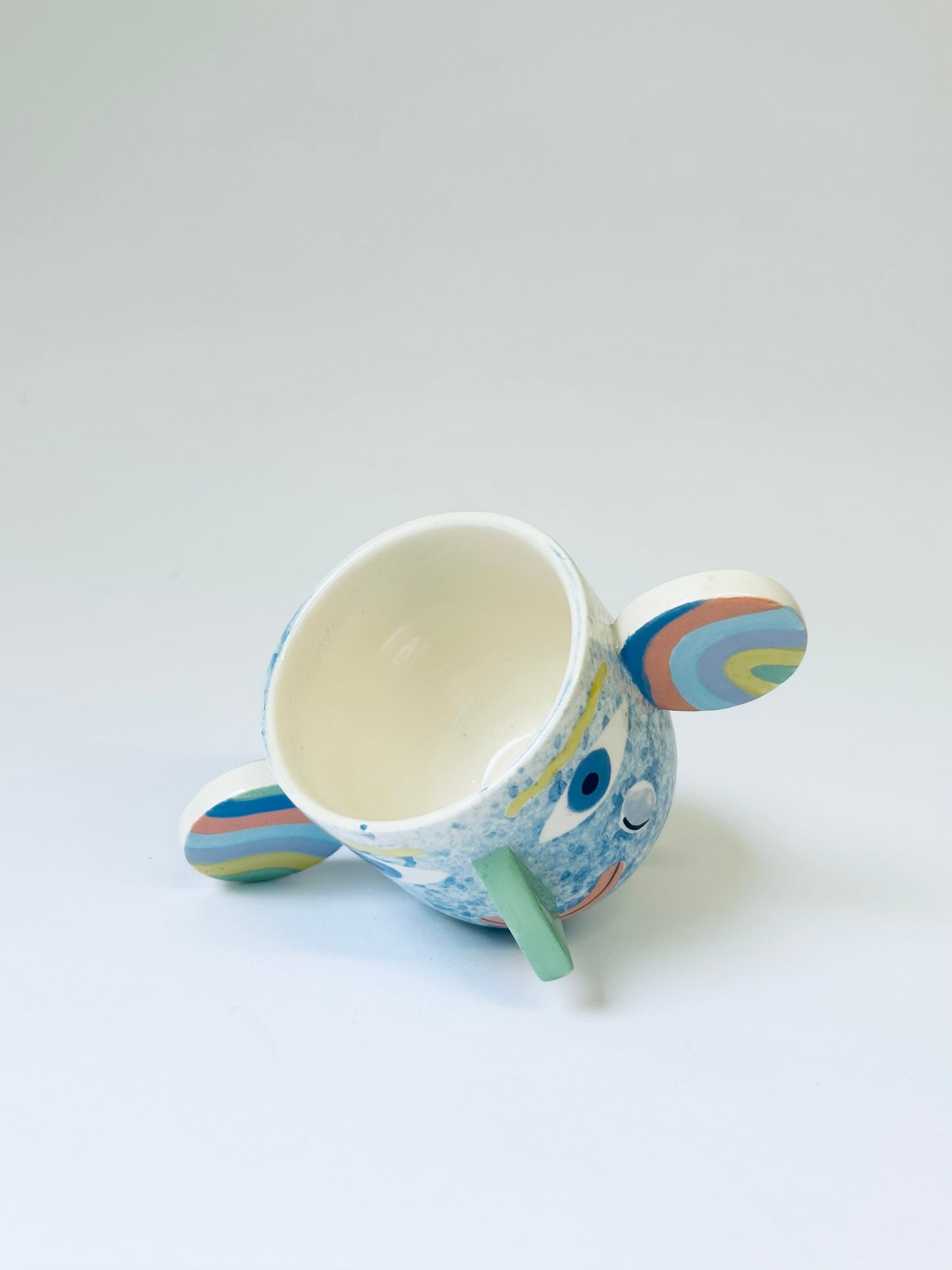 Blue Rainbow Speckle Face Pot