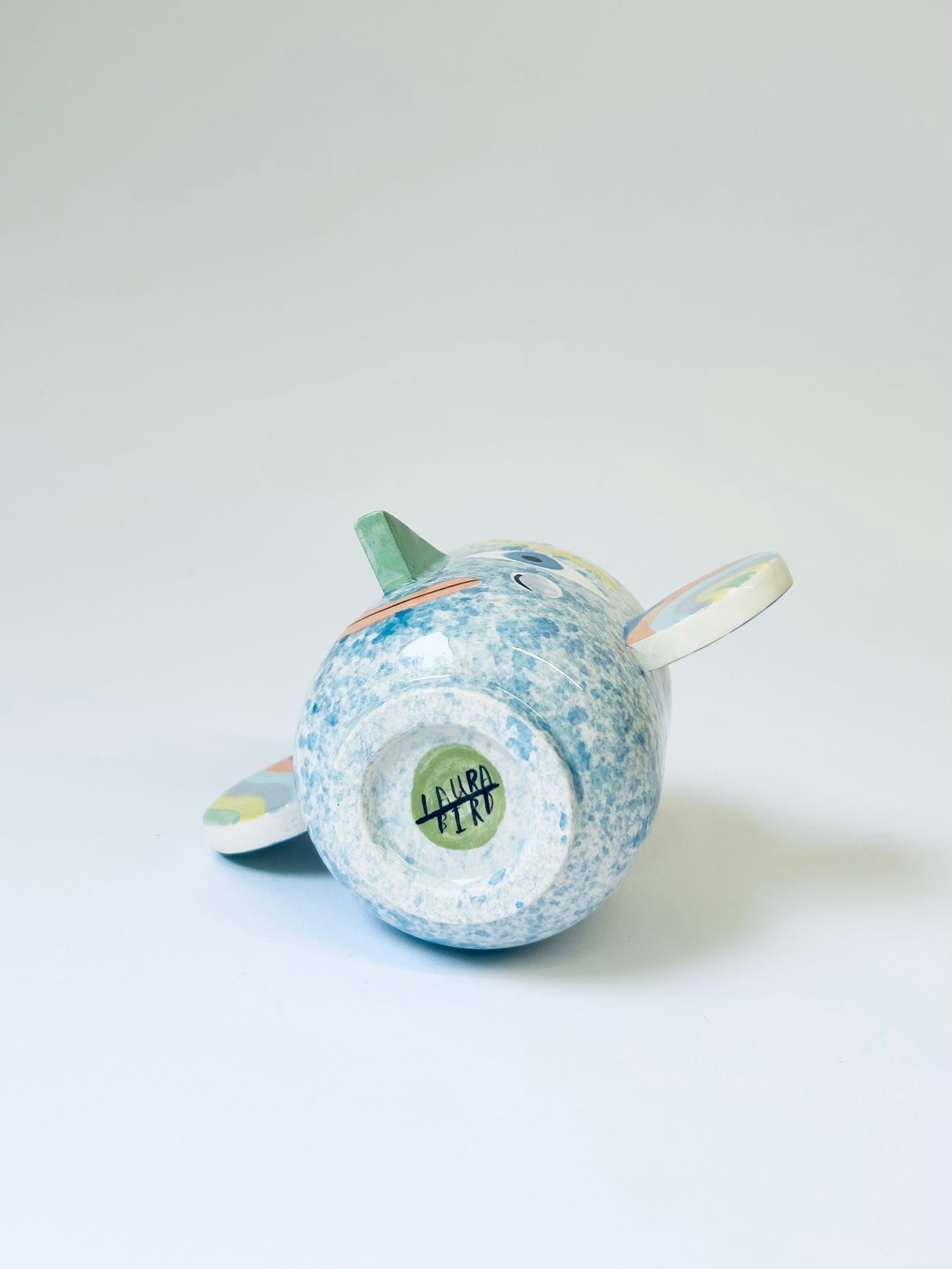 Blue Rainbow Speckle Face Pot