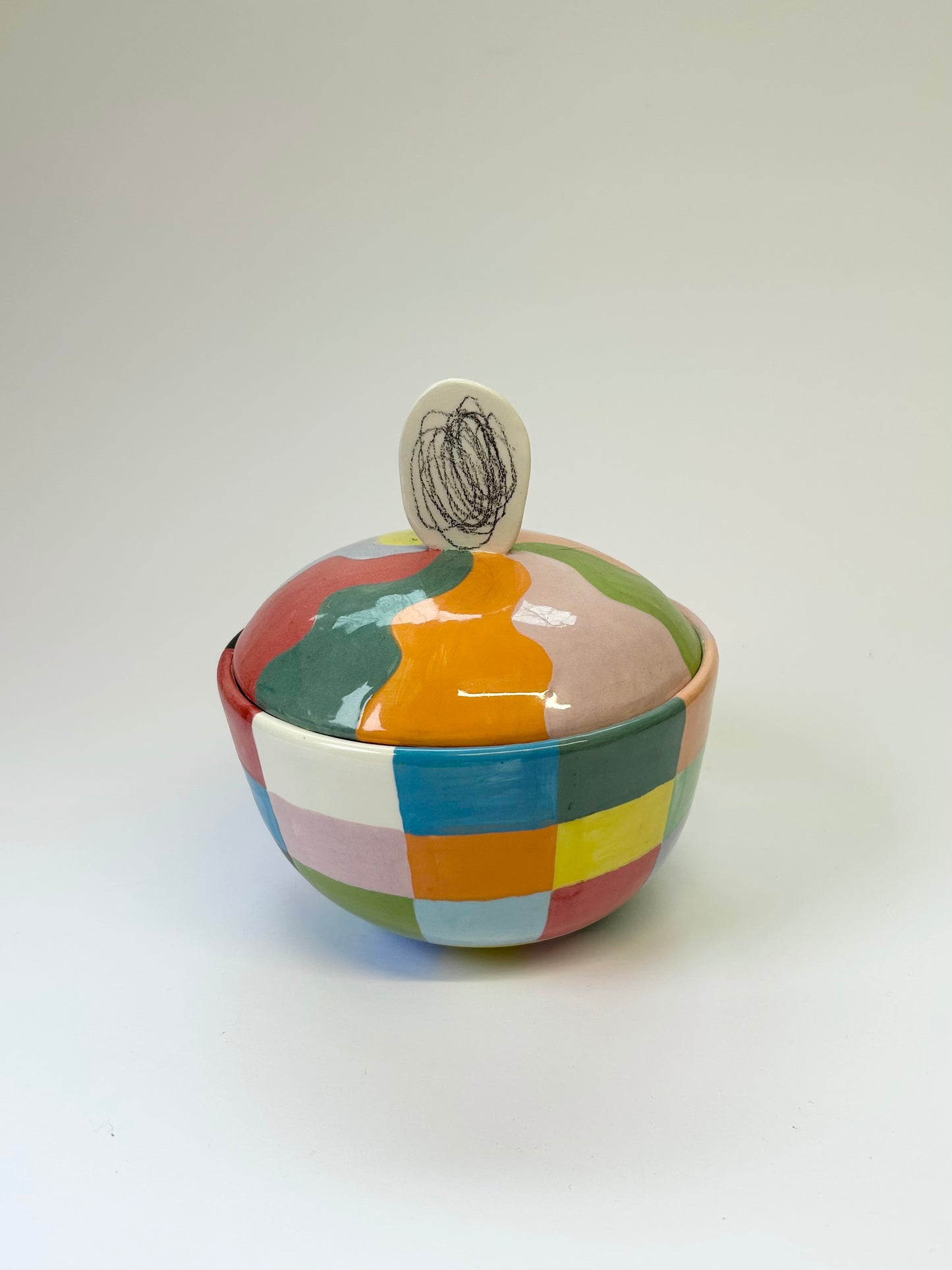Multicoloured Lidded Jar