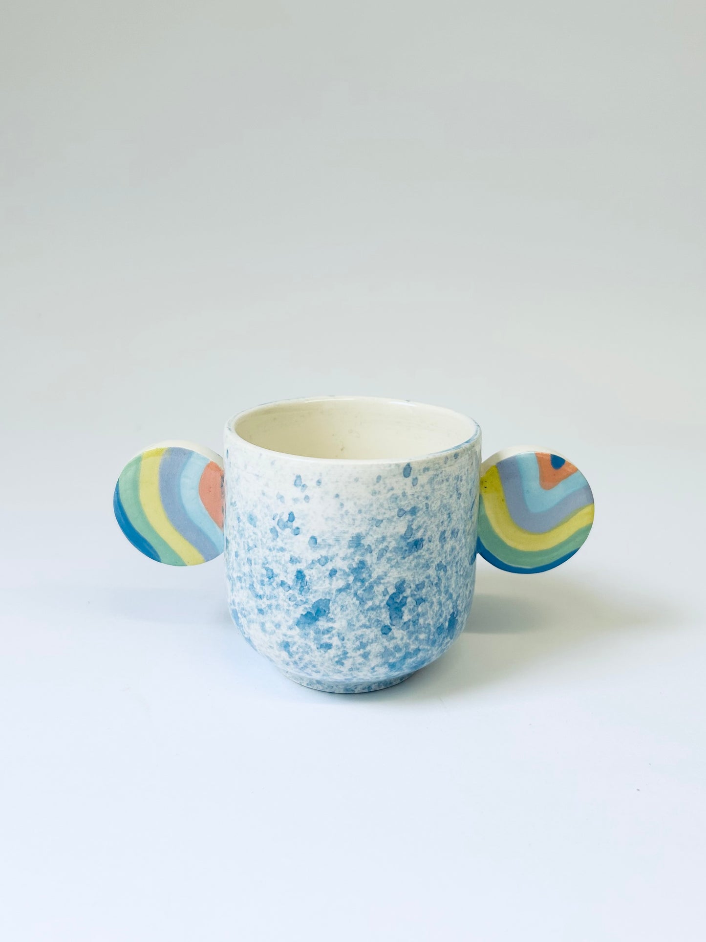 Blue Rainbow Speckle Face Pot