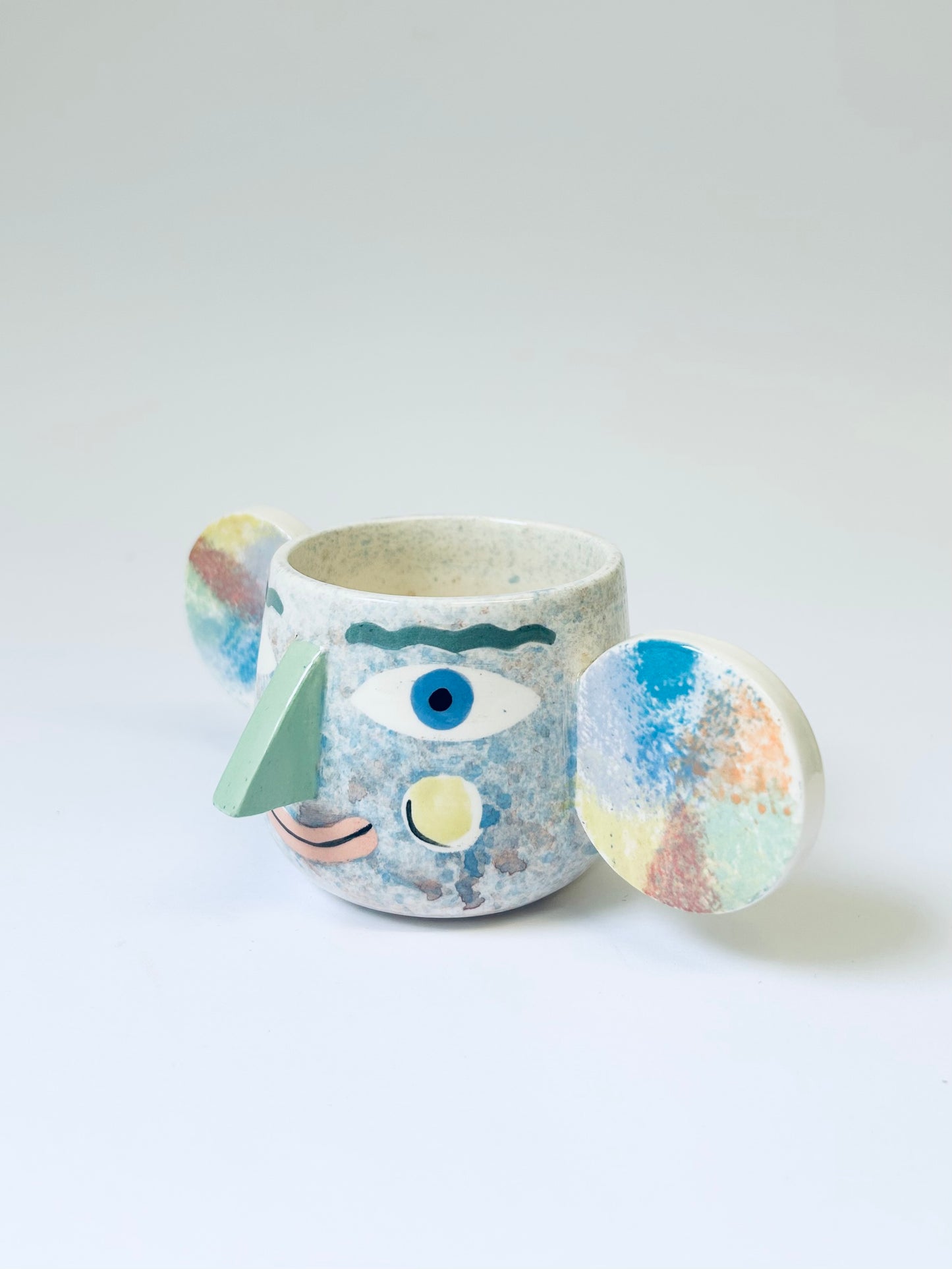 Blue Speckle Face Pot