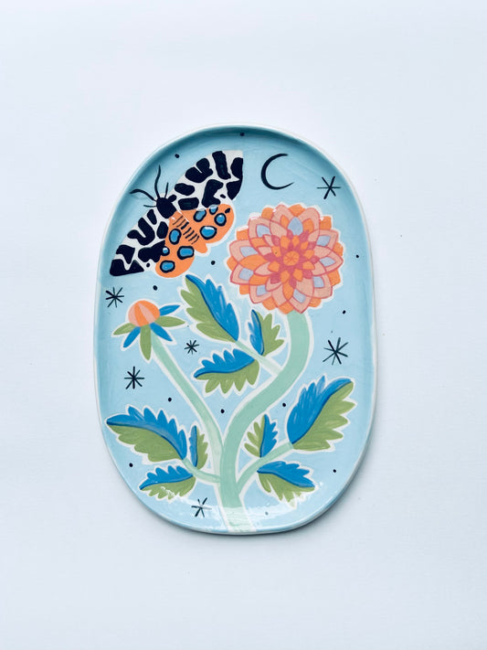 Tiger Moth & Dahlia Plate