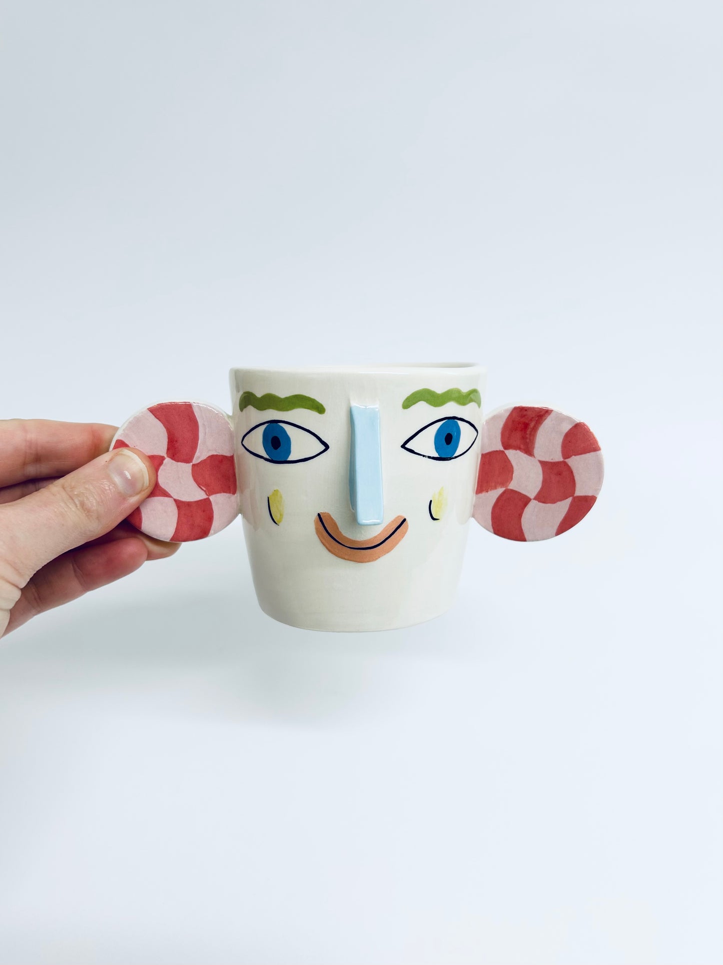 Red and Pink Checkerboard Ears Cup