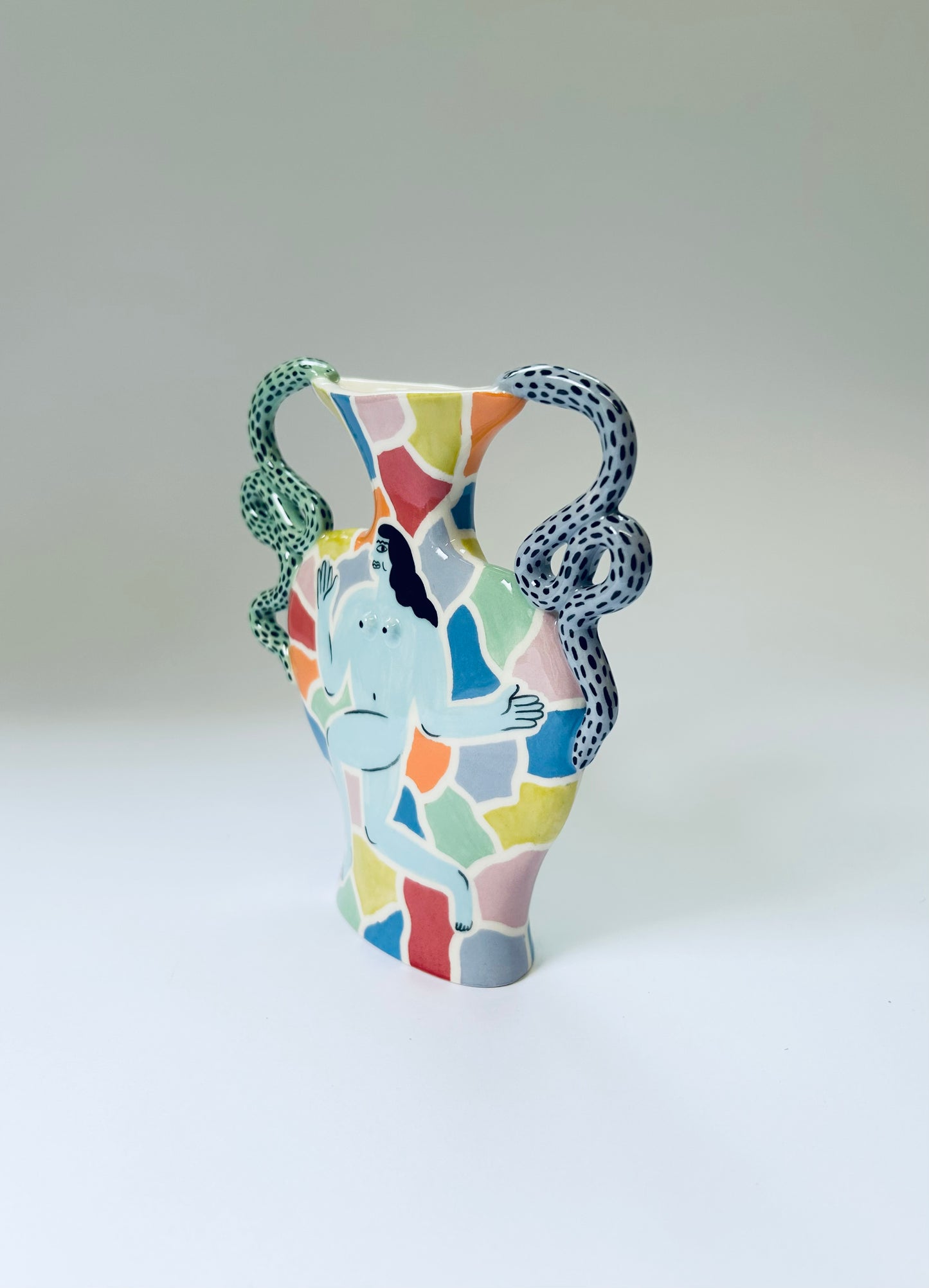 Mosaic Running Goddess Vase