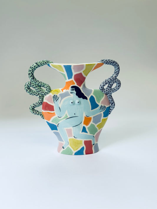 Mosaic Running Goddess Vase