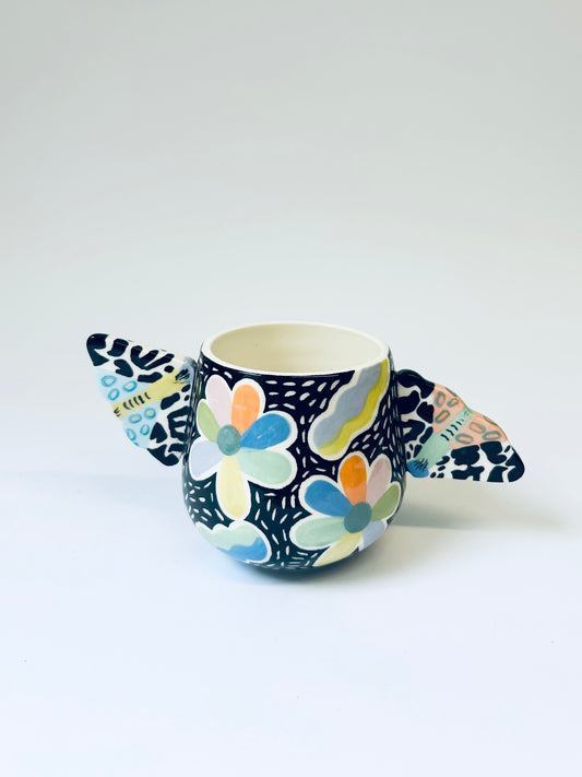 Colourful Flower & Moth Vessel