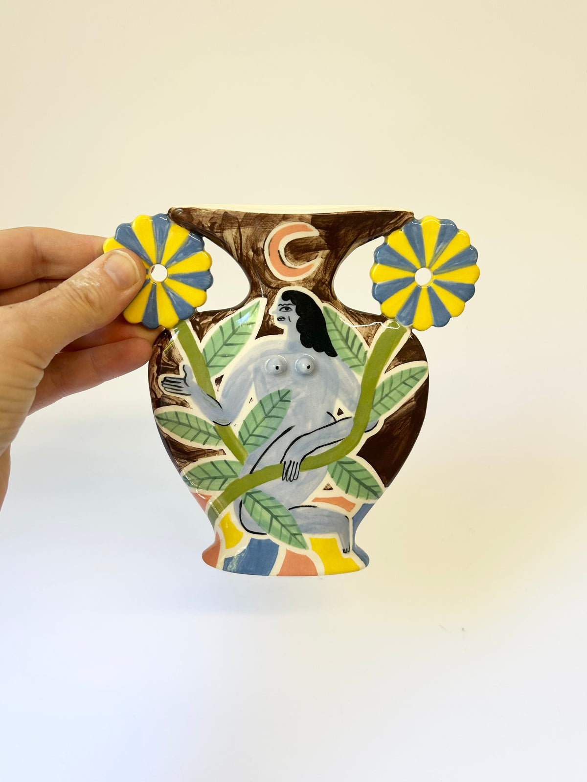 Blue & Yellow Flower Vase