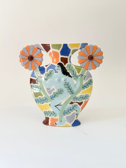 Woman & Flowers Vase