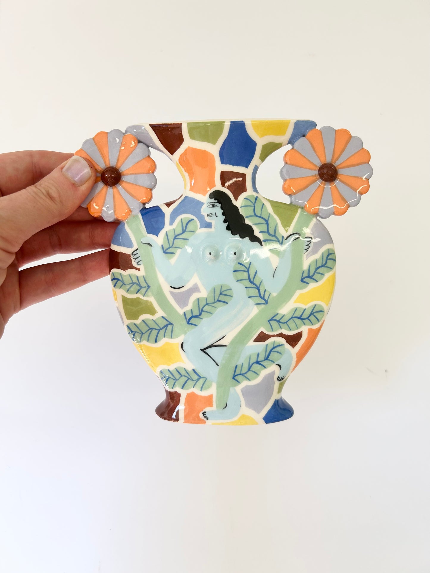 Woman & Flowers Vase