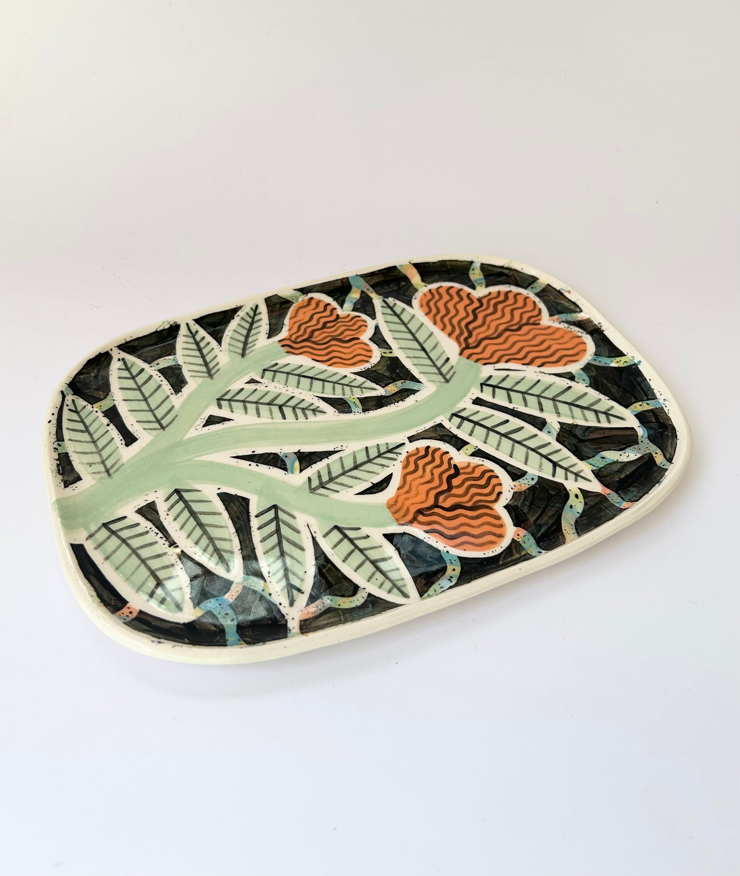 Orange Flowers Plate