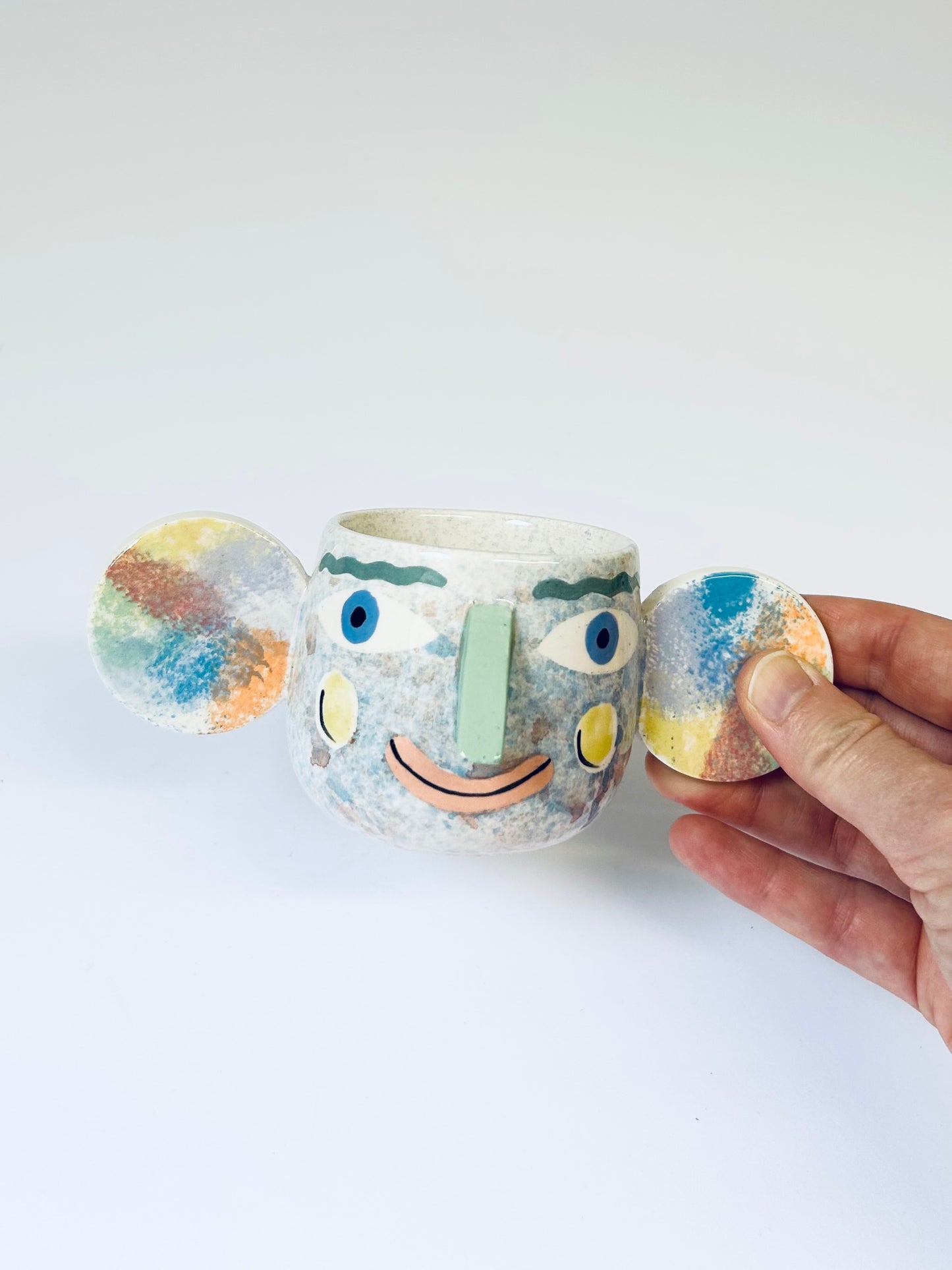 Blue Speckle Face Pot