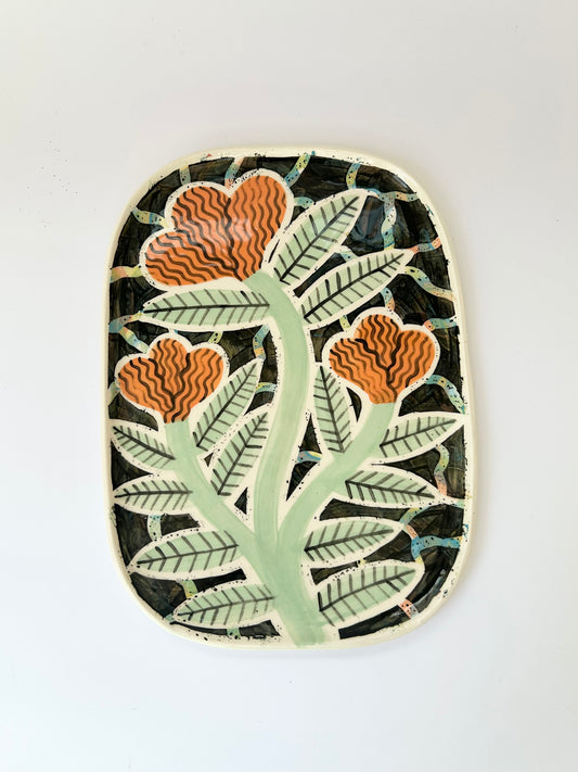 Orange Flowers Plate