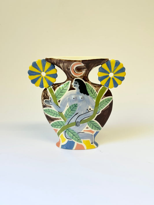 Blue & Yellow Flower Vase