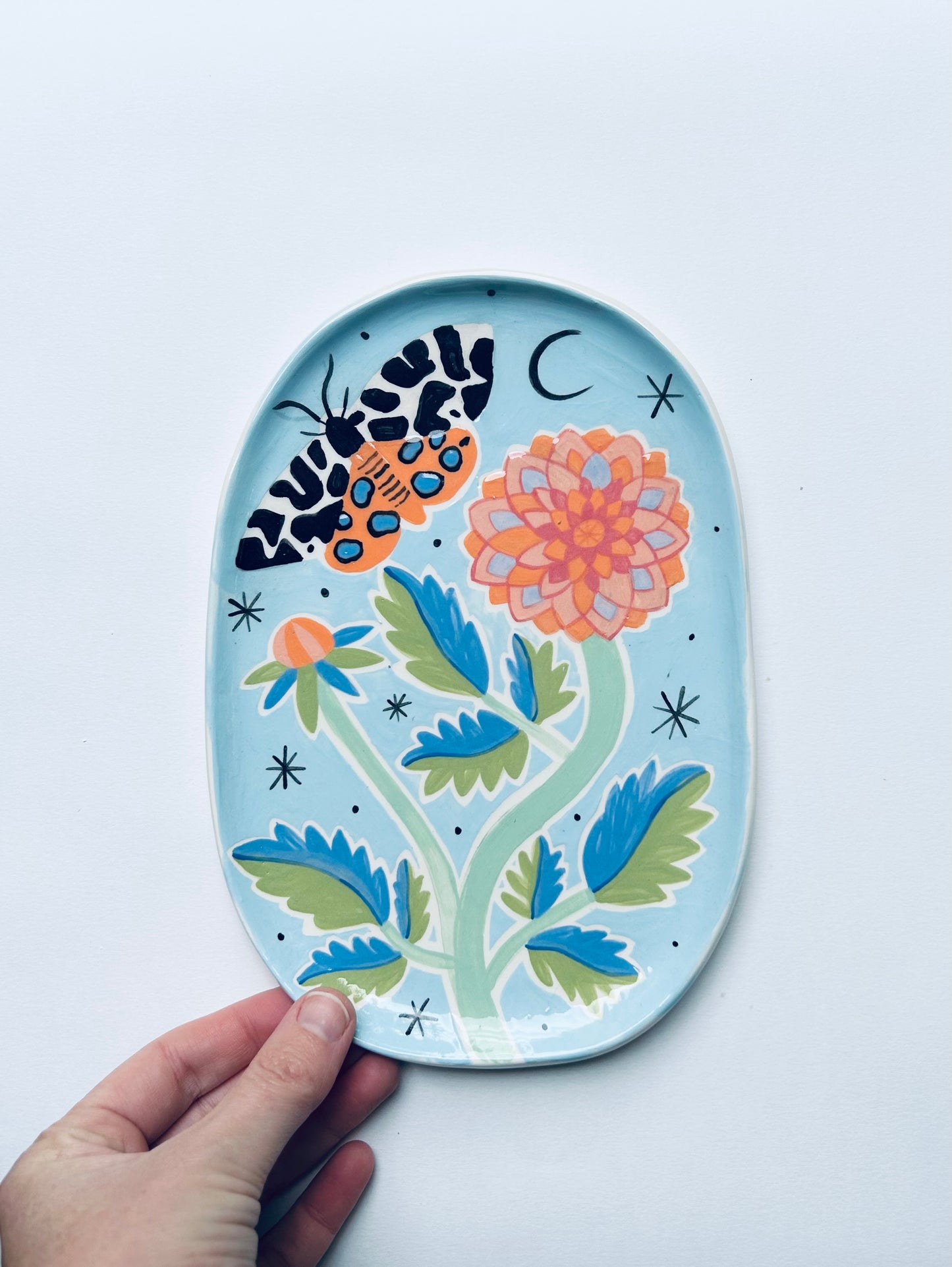 Tiger Moth & Dahlia Plate