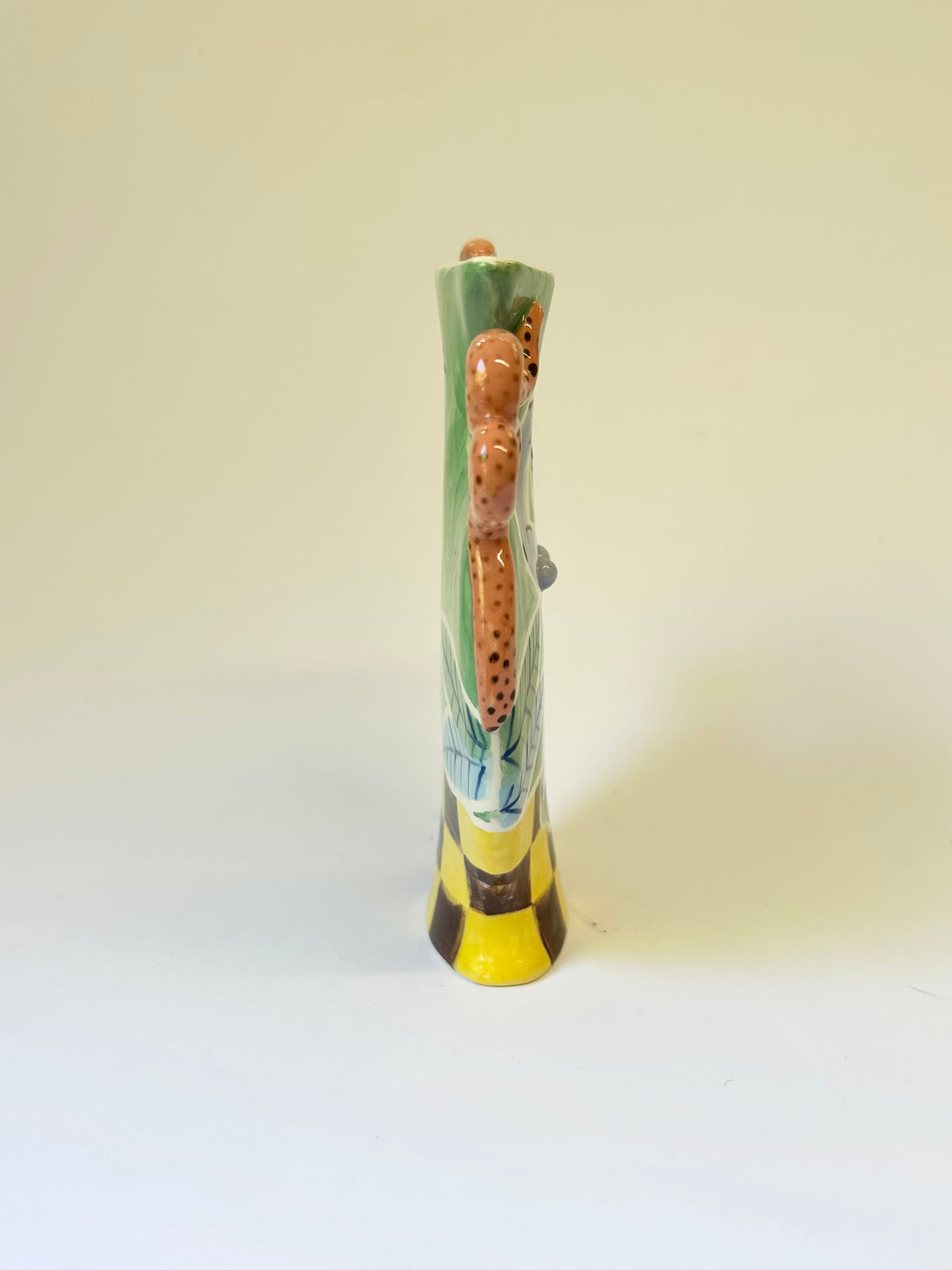 Checkerboard Snake Handle Vase
