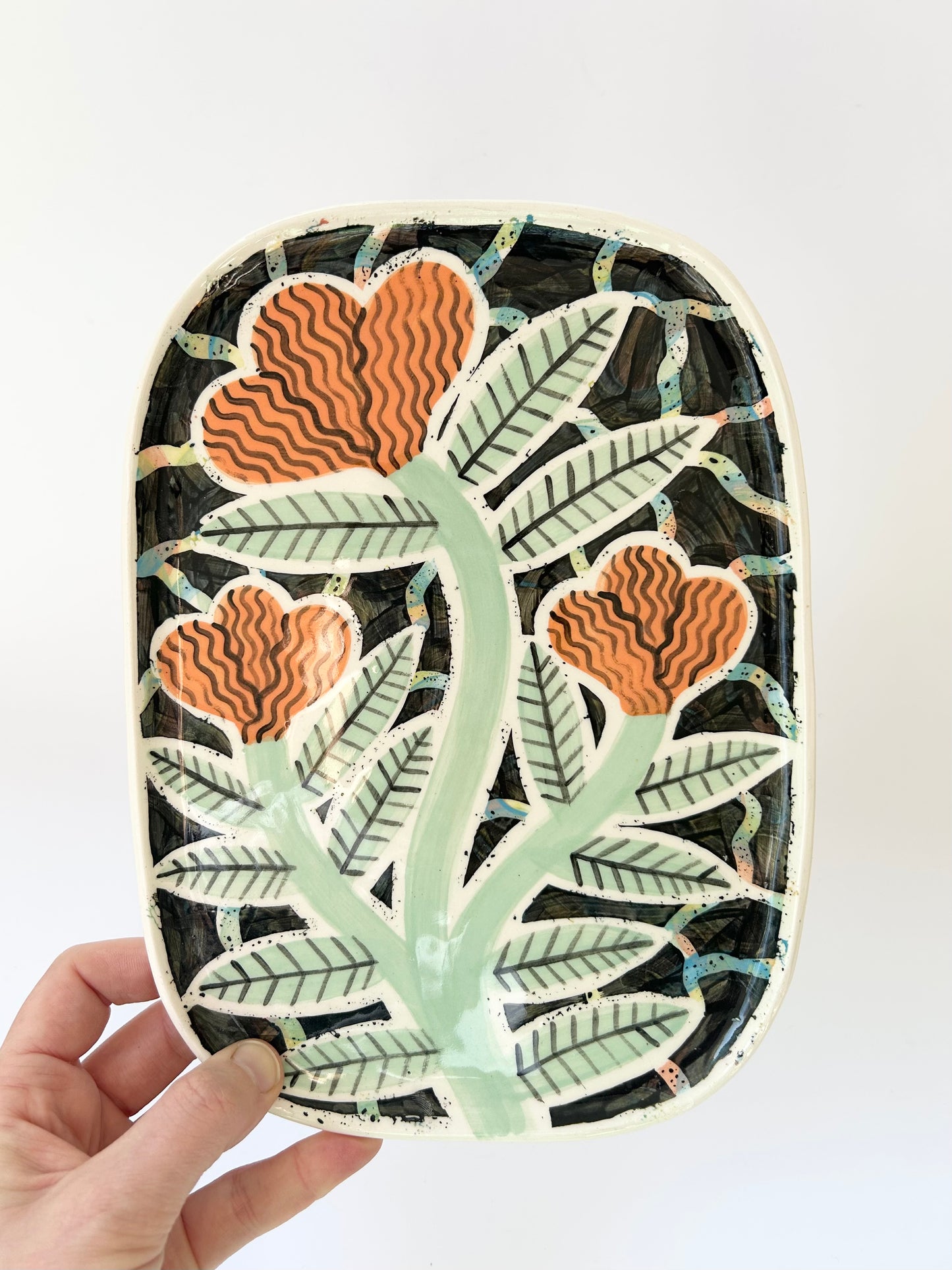 Orange Flowers Plate
