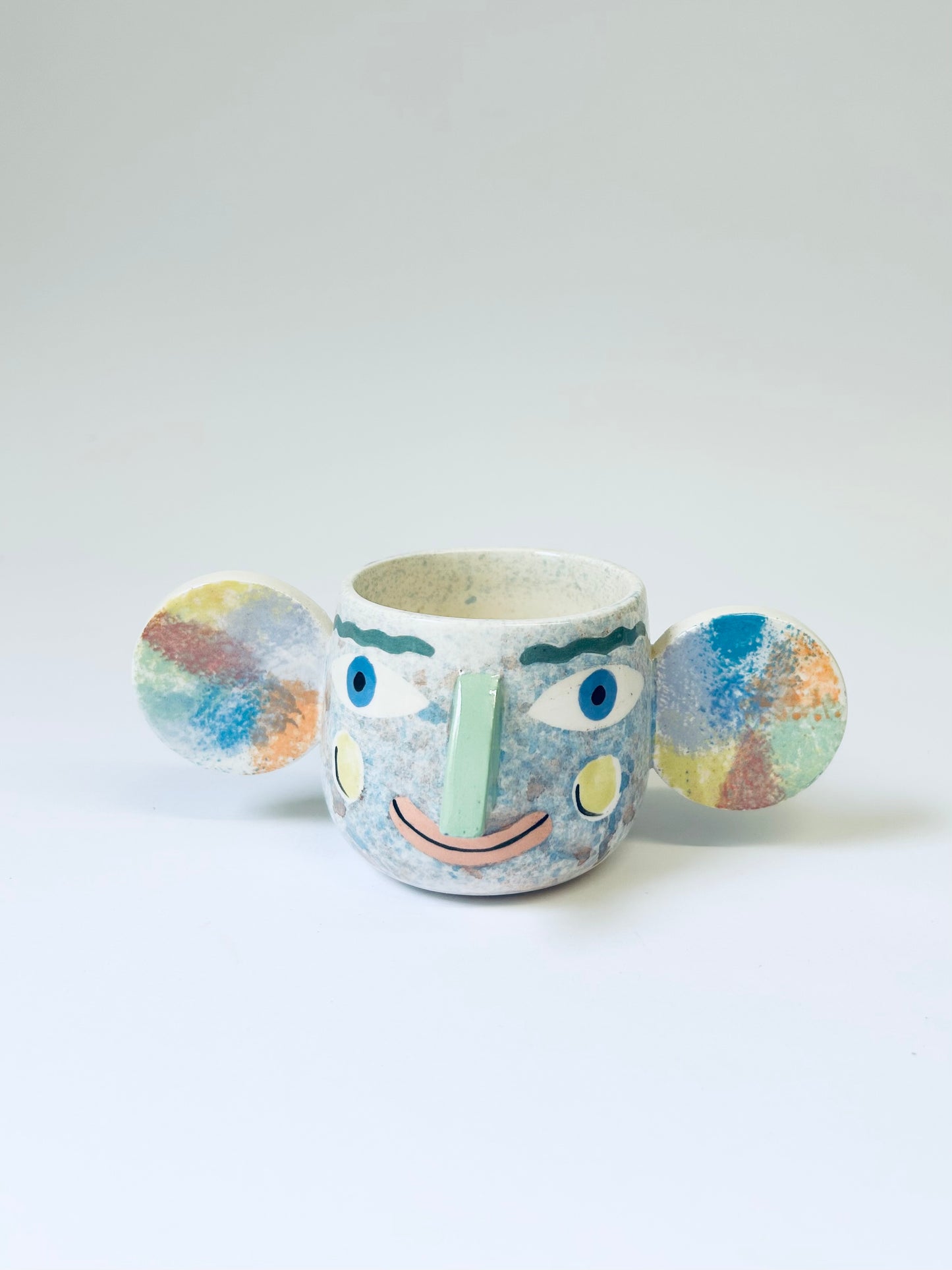 Blue Speckle Face Pot