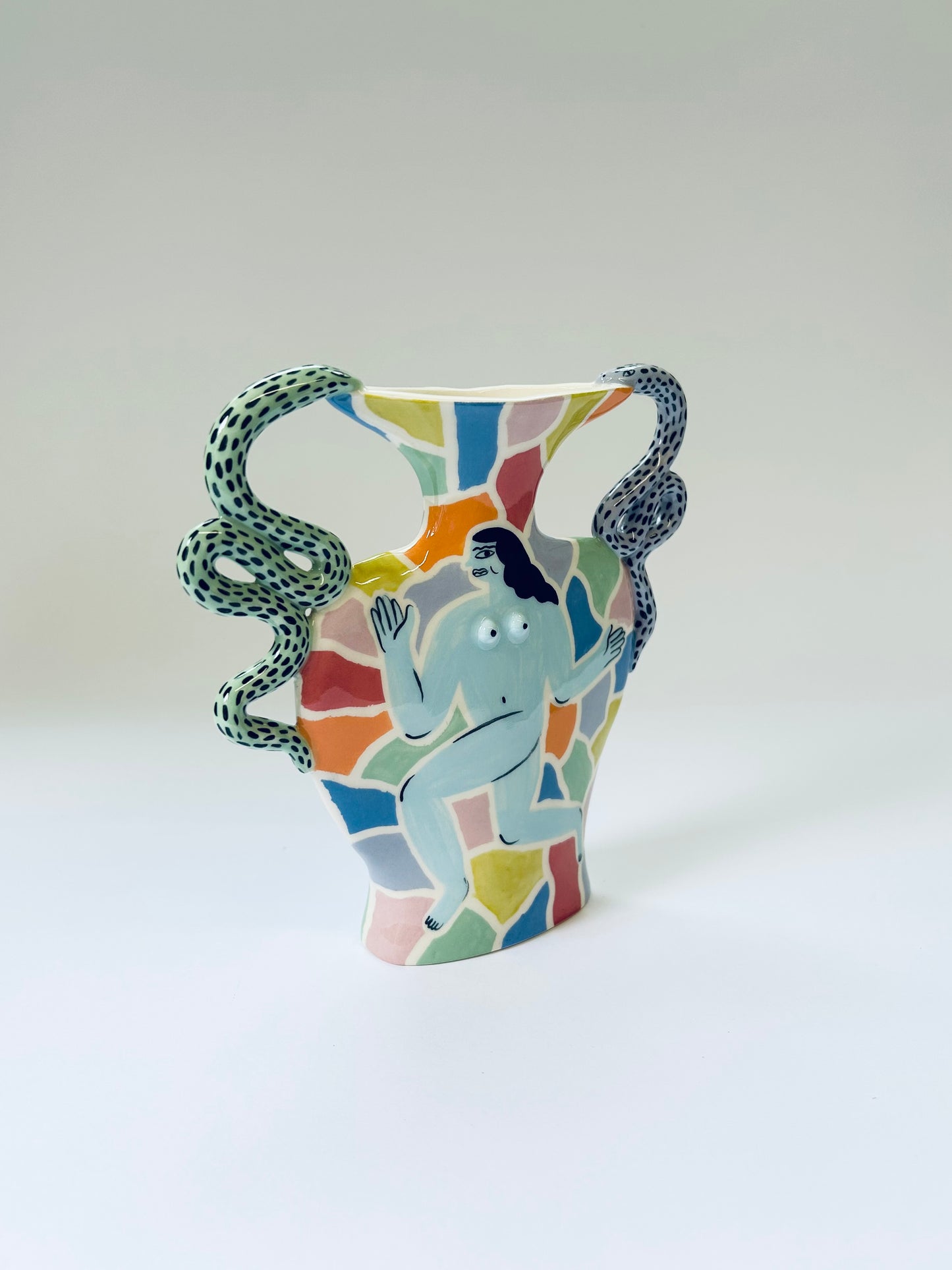 Mosaic Running Goddess Vase